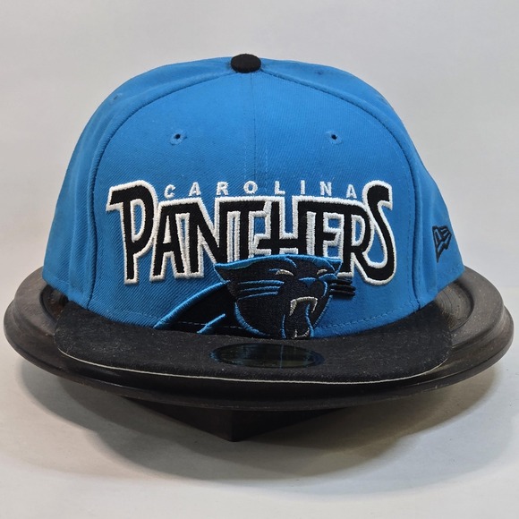 Carolina Panthers Hat Cap Fitted Mens 7 3/4 Blue Black NFL Football New Era - Picture 1 of 9